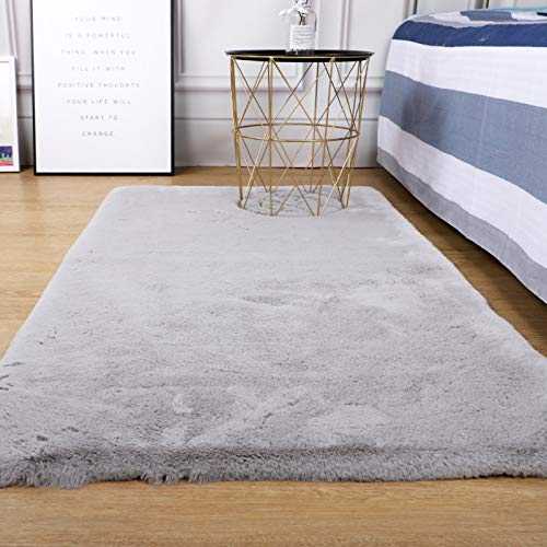 Soft Rabbit Faux Fur Area Rugs,Children Play Carpet With Shaggy Thick Fluffy Bedside Rug Floor Mats For Living Room & Bedroom-Grey 200x300cm(79x118inch)