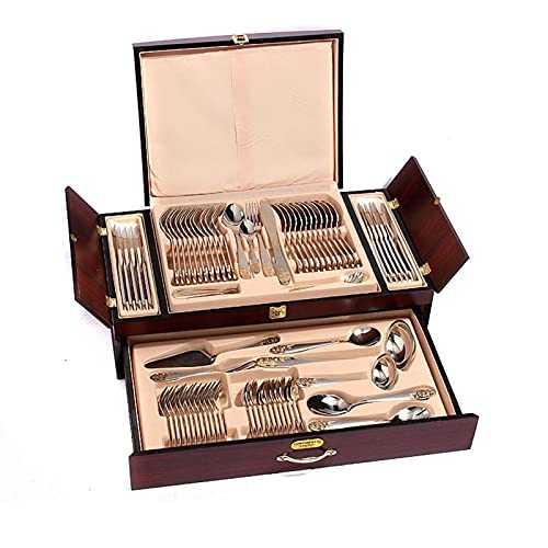 Xin Hai Yuan Cutlery Set 304 Stainless Steel Wedding Tableware Gilded Carved Knife And Fork Spoon 72 Piece Set Household Tableware