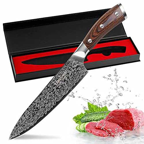 Kitchen Knife, Finetool 8 inch Professional Chef's Knives German 7Cr17 Stainless Steel Vegetable Cleaver with pakkawood Wood, Sharpest Cooking Knives Best Choice for Home Kitchen and Restaurant