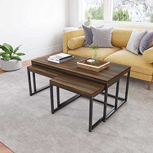 Cherry Tree Furniture CLIVE Coffee Table with Nest of 2 Tables, 1+2 Coffee Table Nesting Tables (Walnut Colour)