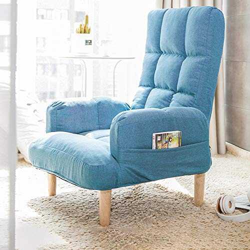 LF-STOOL Modern Single Sofa 5 Files Adjustable Backrest Fabric Recliner Chair Living Room Armchair Wooden Frame Home Theater Seat Push Back Club Chair Reclining (Color : Light blue)