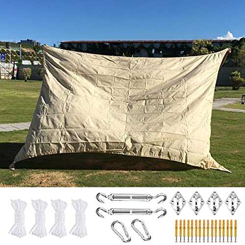 Fayaww Sun Shade Sail Waterproof 3m x 4m Rectangle Sunscreen Awning Canopy for Patio Garden,Water Resistant Sun Shade Sail with Fixing Kits and Rope,UV Block Sun Screen Awning