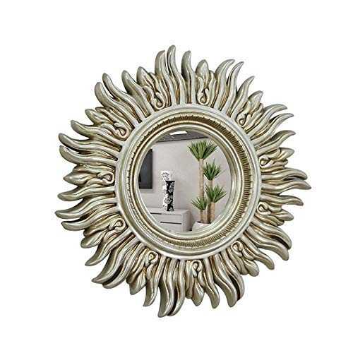 Large French Antique Sunburst Wall Mirror Decorative Mirror for Living Room Bathroom Lounge Hallway (Color : Antique Silver)
