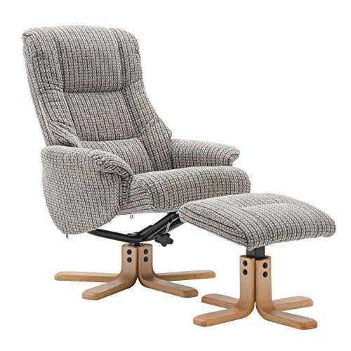 Global Furniture Alliance The Florida Latte Fabric Swivel Recliner Chair & Matching Footstool