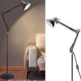 Depuley Modern Grey-Black Gold Reading Floor Lamp, Adjustable LED Standing Floor lamp, E27 Bulb Base, LED Floor Light for Bedroom, Living Room, Library,Office(Bulb Not Include)