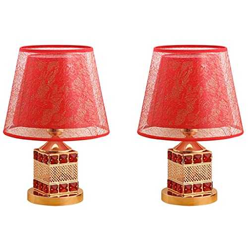 FEIYIYANG Bedside Lamp for Bedroom Table Lamp Creative Red Crystal Table Lamp Wedding Table Lamp Living Room Bedroom Decoration Bedside Lamp (2 Pieces) Table Lamps for Living room (Color : B)