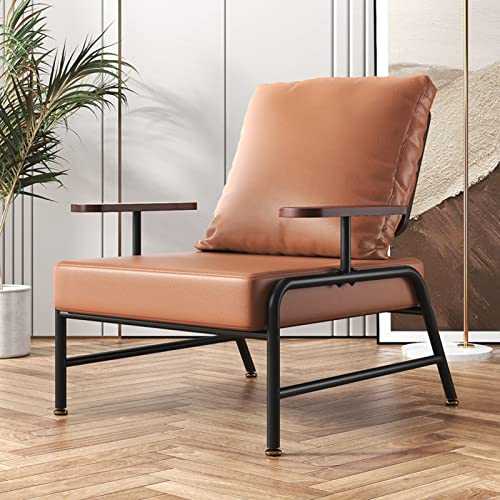 Upholstered Accent Arm Chair with Backrest and Metal Legs PU Leather Single Sofa Chair for Living Room Bedroom Club Guest Tub Chairs
