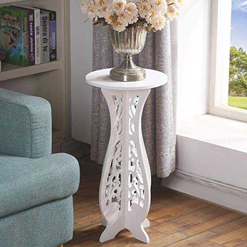 White Small Coffee Table Desk Wood Plastic Board Round Small Tea Corner Table Side End Occasional Lampe Plant Table Rack Stand Home Furniture Racks living room-60X40X31cm(Stand for Phone as Gift)
