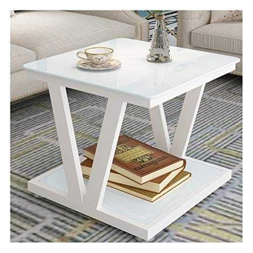 zlw-shop Sofa Table for Living Room Small Balcony Coffee Table Metal Material Simple Modern Home Sofa Side Table Living Room Square Tempered Glass Tea Table End Table (Color : D)