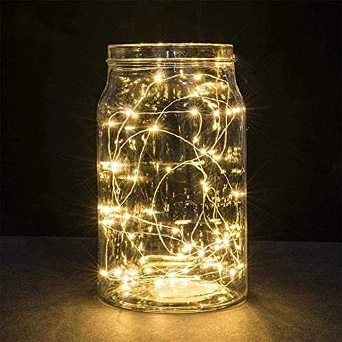 2 Pack Battery Operated 2M 20 LED Silver Wire Fairy String Lights LED Firefly Lights DIY Decoration for Bedroom Jars Christmas Wedding Party Festival Indoor Outdoor Camping - Warm White