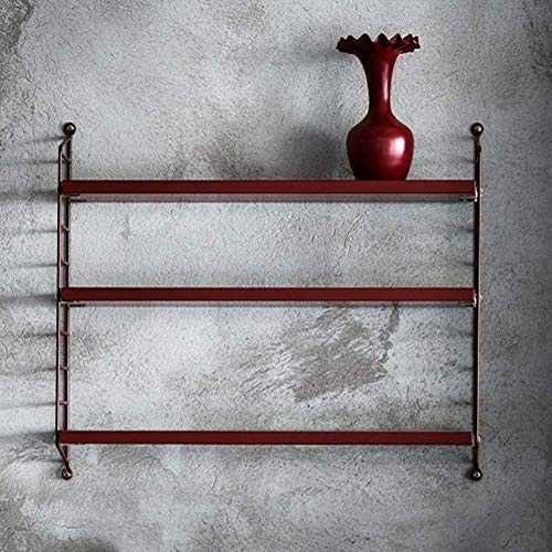 Wall home shelf Floating home shelf with 3 Tier Wall Metal Hanging Unique Home Decor Book home shelf Display Storage Racks for Collectibles Photos Frames Plants (Color : Gray) (Red)