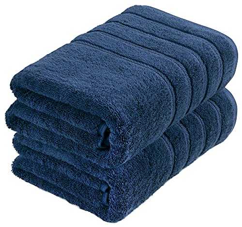 Comfort Realm Ultra Soft Towel Set, Combed Cotton 600 GSM 100 Percent Cotton (Navy, 2 Bath Sheet)