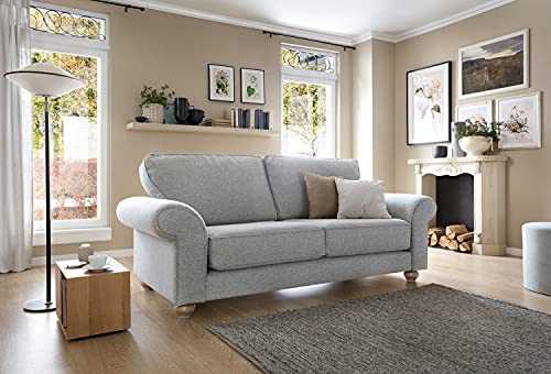 Abakus Direct | Ingrid 3 or 2 Seater Sofa Set, Armchair, Cuddle Chair in Smart Linen Light Grey (3 Seater)