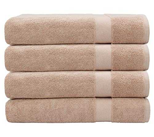 COTTON CRAFT Hotel Spa Luxury Bath Towel - 4 Pack - Oversized Extra Large 30 x 58 - Heavyweight 700 GSM 2 Ply Ringspun Cotton - Soft Absorbent Everyday Use Home Bath Easy Care Towel Set - Linen