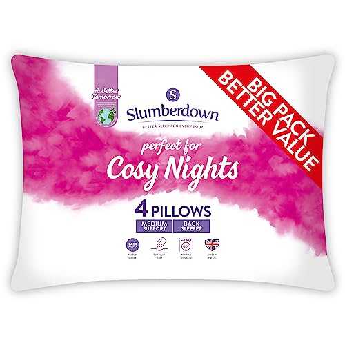 Slumberdown Cosy Nights White Pillows Pack Of 4 Medium Support Bed Pillows Designed for Back and Side Sleepers