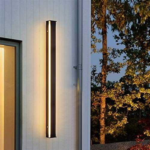 YANJ Wall lamp Waterproof Outdoor Long Strip LED Wall Lamp IP65 Aluminum Wall Light Villa Garden Porch 110V 220V Black Led Sconce Light (Color : 150 x 7 x 5CM 40W, Emitting Color : Warm White) (8
