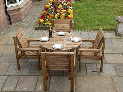 WOODEN GARDEN FURNITURE PATIO GARDEN SET 1.2 METRE ROUND TABLE AND 4 CHAIRS NEW