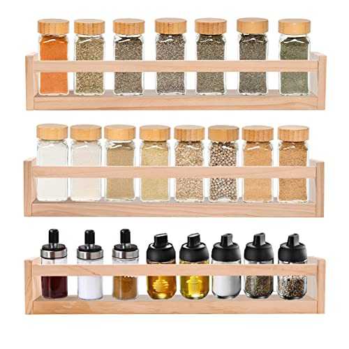 Esonal Natural Wood Floating Nursery Book Shelves,Wall Book Shelves Floating Bookshelf for Farmhouse,Bathroom Décor,Kitchen Spice Rack,or Book Shelf Organizer for Home Décor,a Set of 3 Same Sizes