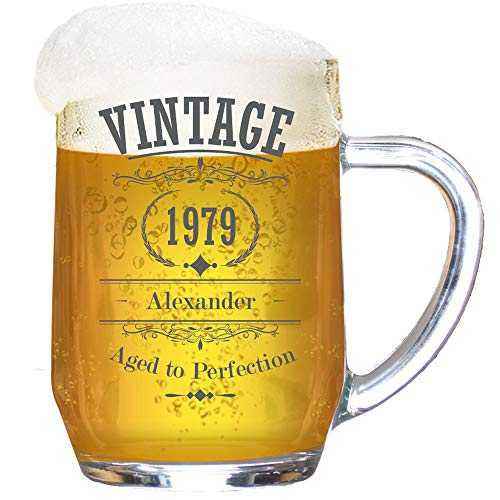 Personalised Birthday Tankard Glass Stein Engraved for Men/Vintage Legend Year/1 Pint/20 Ounces/Gift Box