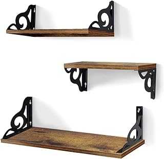 Amazon Brand - Umi Floating Shelves Rustic Wall Shelves for Bedroom Bathroom Office, 3 Pack