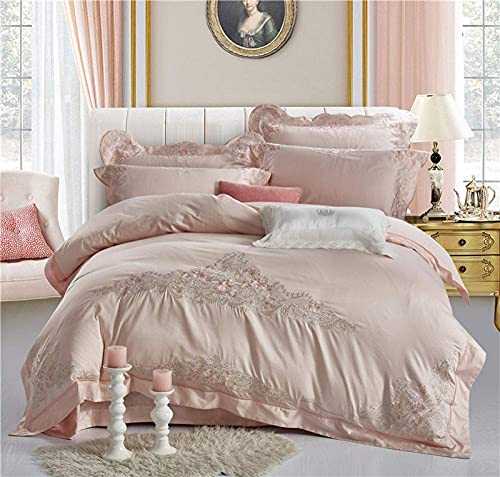 HJRBM Luxury Embroidered Egyptian Cotton Linens 4Pcs Bedding Set Bed Flower Bedspread Adult Duvet Cover Set,3,Queen Size 4pcs (2 King Size 4pcs)