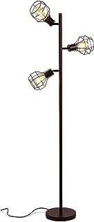 Brightech Robin - Industrial Tree Floor Lamp with 3 Cage Heads & Vintage Edison Bulbs - Rustic, Farmhouse Pole Light for Living Rooms - Free Standing LED Lighting for Bedroom - Black