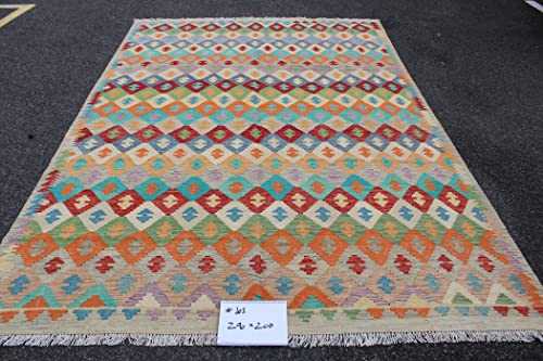 Handmade Rugs 100 % Woollen Flat-Weave Chobi Vegetable Kilim Tribal Rug 290x200cm