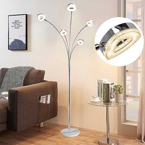 Rotatable LED Floor Lamps 3000k Warm White , 5*4W Modern Dimmable Reading Standing Lamp, Eye Protection Standard Pole Light with Crystal LED Beads, Floor Light for Living Room, Bedroom, Bedside,Office