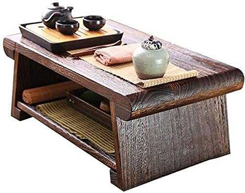 SHUMEISHOUT End Tables Coffee Table Coffee Tables Solid Wood Bay Window Small Coffee Table Coffee Tables Balcony Short Tea Table Household Folding Tatami Table,Brown,60 * 35 * 23cm