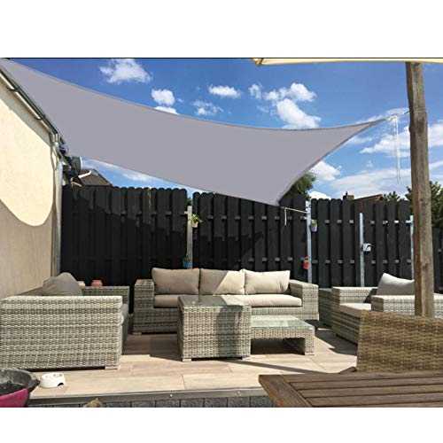 Topchances Outdoor Sun Shade Sail Rectangle Canopy Awning Oxford Cloth Waterproof Windproof for Screen Outdoor Yard Backyard Patio Carport Garden (4 * 4 Meter, Grey)
