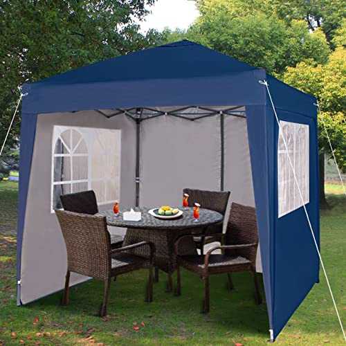Pop-up Gazebo 2m x 2m With Sides Silver Protective Layer Waterproof Marquee Canopy (WS) (Blue)