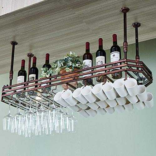 LYTBJ Wine Rack,Bar,Restaurant,Hanging,Wine Glass Rack,Bars Kitchen Stemware Mug Racks, Glass Panel,Boom Height Adjustable Cusization,Bronze,80X35Cm