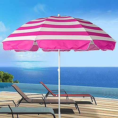 Beach Umbrella Portable Sunshade Outdoor Patio Umbrella UV Protection Round Garden Table Parasol Sunbrella With 8 Ribs (Blue & White Stripes) (Color : Pink and White Stripes)