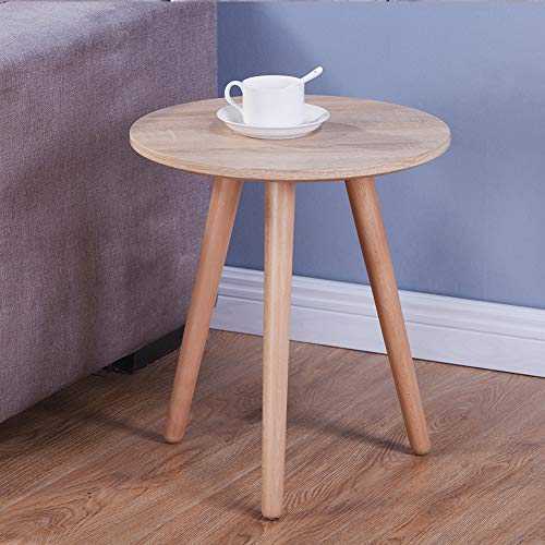GOLDFAN Small Round Side Table Wooden Coffee Sofa End Tables Retro Bedside Tables for Living Room Bedroom,Natural