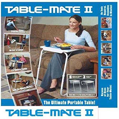 Whosave Mate II Portable Adjustable Folding Table, Metal, White, 20.79 x 15.98 x 2.36 cm