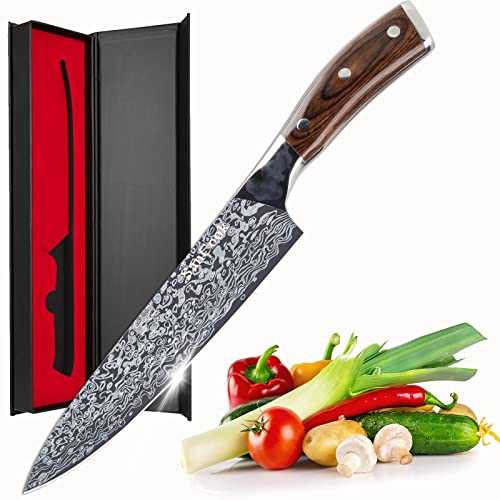 SanCook Kitchen Knife Professional Chef Knife 8 Inch, Ultra Sharp Kitchen Knives High Carbon German EN1.4116 Stainless Steel Knife with Ergonomic Handle Sharp Forged Blade Cooking Knife Gift Box