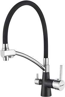 Ibergrif, Kitchen Tap with Flexible Spout, 3 in 1 Sprayer for Sink Mixer and Water Filter Purifier, Brushed Black