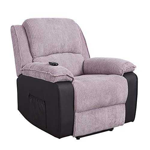 Panana Electric Recliner Jumbo Cord Fabric Reclining Armchair Lounge Home Recline Chair for Living Room Bedroom, Electric Recliner Single Sofa Armchair (Grey)