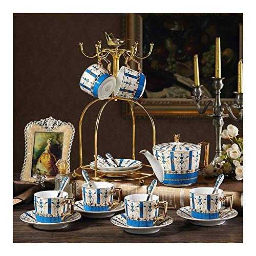 FGDSA European Ceramic Coffee Set, British Afternoon Tea Cup, Black Tea Set with Cup Holder (Color : B)