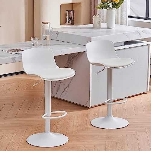 Younike Furniture Polypropylene Bar Stools with Adjustable Height and 360° Rotation, Ergonomic Streamlined Modern Design High Stool Bar Chair for Bar Counter, Kitchen and Home (Set of 2,White)