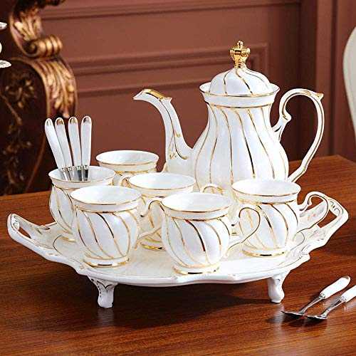 HKX Porcelain Tea Set Cup and Saucer Set Tea Set, Household Afternoon Tea, Ceramic Teacup, Teapot, Coffee Cup Set