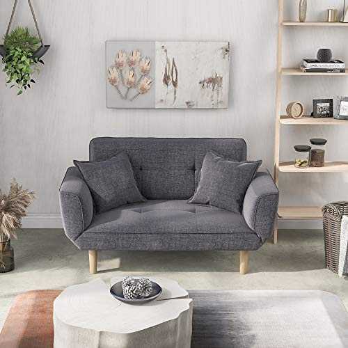 Betos Small Sofa Bed Modern and Simple Gray Sofa Velvet with Grab Living Room 2 Seater Sofa Couch Settee Recliner Sleeper