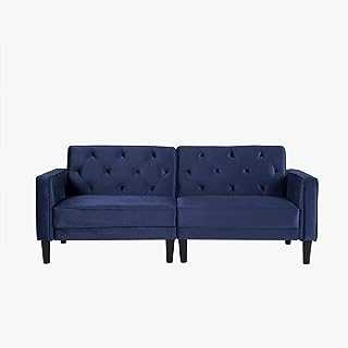 Venbin Soft Velvet Upholstered Sofa Set, 3 Seater Sofa Bed Sleeper Sofa for Living Room, Blue