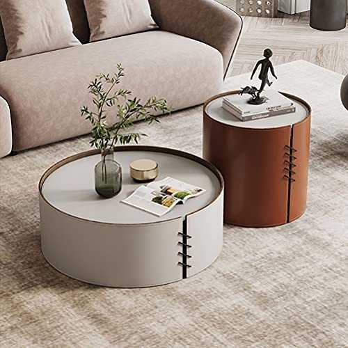 Simple Round End Coffee Table, Modern Sofa Side Tables Creative Decor Furniture For Living Room Bedroom Balcony Office(Size:80X80X30CM)