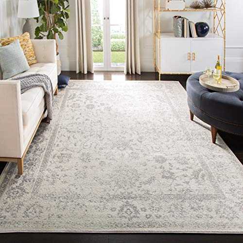 SAFAVIEH Adirondack Collection ADR109C Oriental Distressed Non-Shedding Living Room Bedroom Dining Home Office Area Rug, 9' x 12', Ivory / Silver
