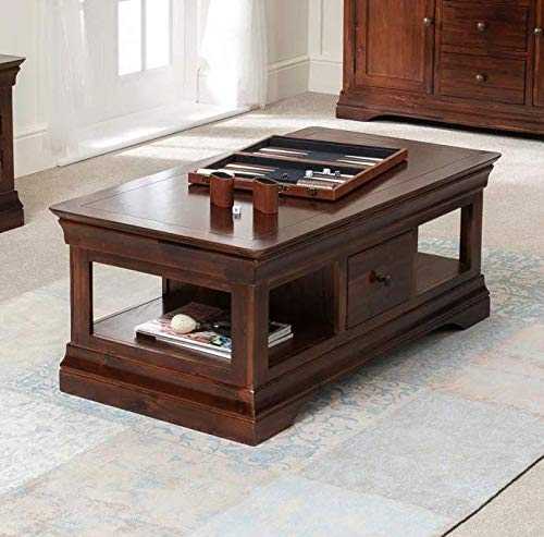The Furniture Market French Hardwood Mahogany Stained 1 Drawer Coffee Table