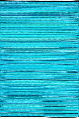 Green Decore Lightweight Reversible Stain Proof Plastic Outdoor Rug Weaver, Turqoise Blue Green, 270cmx360cm (9ftx12ft)