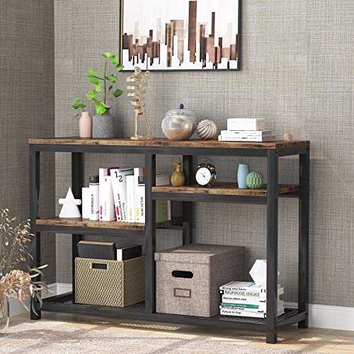 Tribesigns Console Table, Narrow Sofa Entryway Table, Industrial Hallway Table with Storage Shelves, Side Table for Living Room, Bedroom, Kitchen, 120x40x80cm