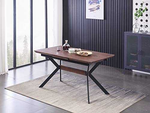 Life Interiors: Blaze Extendable Walnut Dining Table | 4-6 Person | Industrial Style | Dining Room | Modern Dining Table