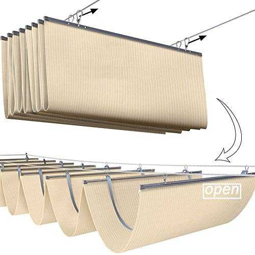 GDMING Retractable Wave Drop Roof Shade Sail Durable Sunscreen UV Shelter Awning For Outdoor Patio Garden Party Swimming Pool Wire Rope Replacement Canopy Cover Polyester, 35 Sizes